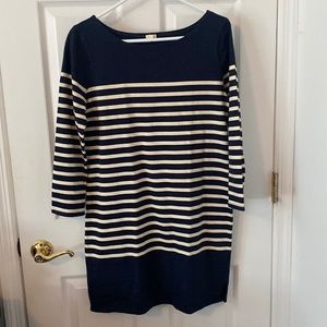 J. Crew Navy Blue and White Cotton Dress Pockets Size Small